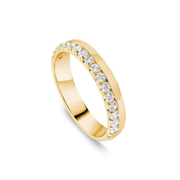 Unazë martese ar i verdhë 9k 3.5mm me 0.30ct diamant