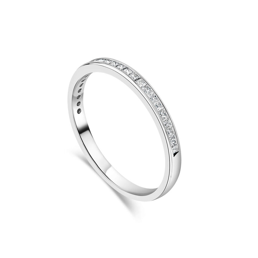 Unazë martese platin 2mm me 0.25ct diamant princess
