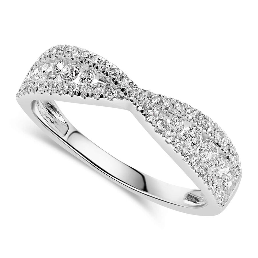 Unazë ar i bardhë 9k me 0.50ct diamant