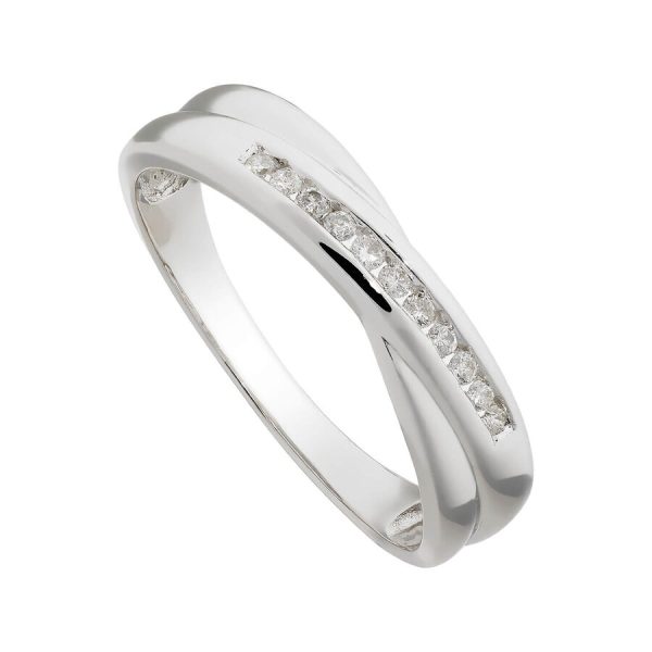 Unazë martese ar i bardhë 9k me diamant — E bardhë