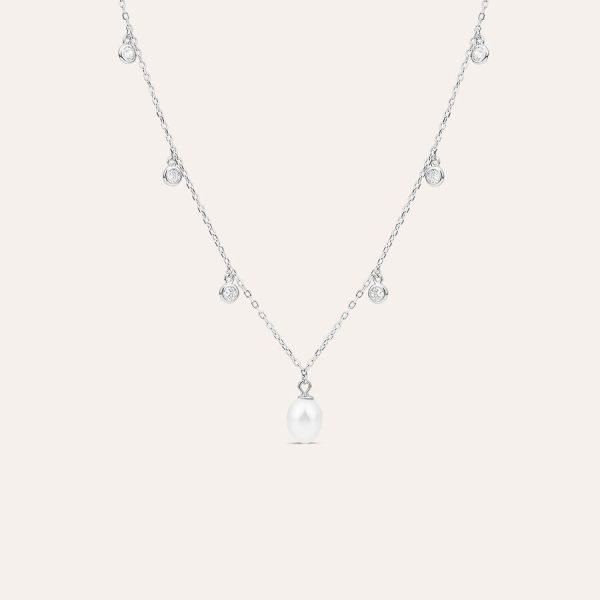 Qafore argjend sterling me zirkon kubik dardhë — Argjendi