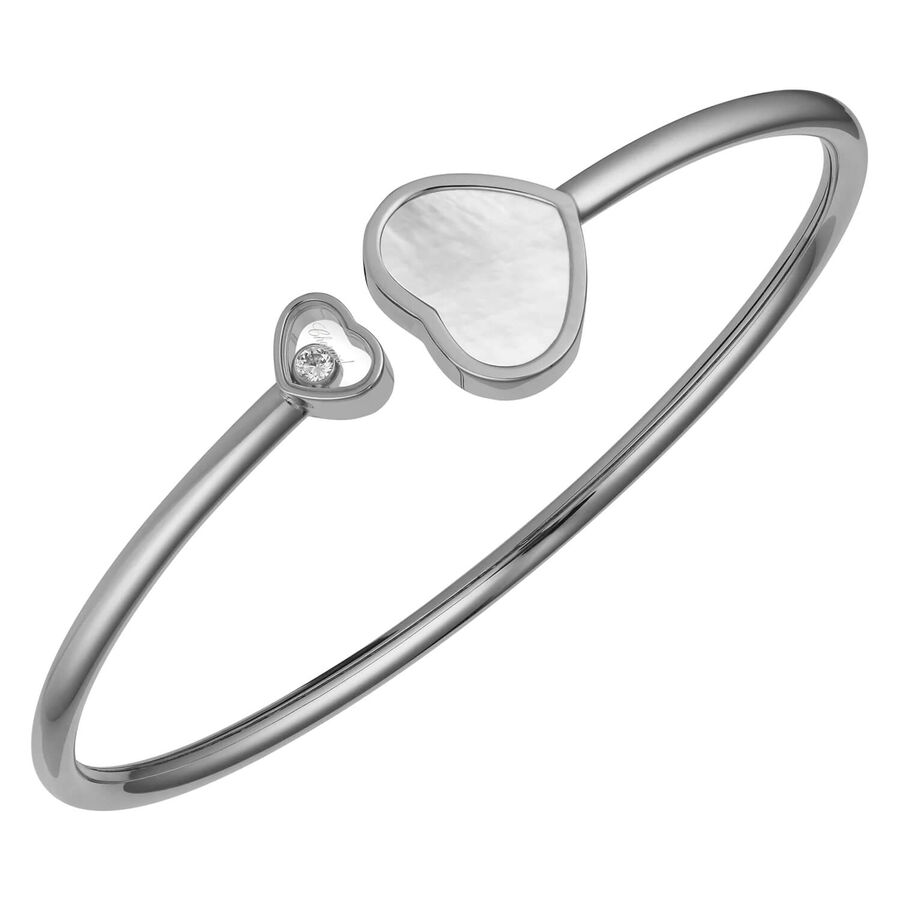 Chopard byzylyk Happy Hearts ar i bardhë 18k me 0.05ct diamant