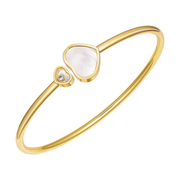 Chopard byzylyk i ngurtë Happy Hearts Mother ar i verdhë 18k me 0.05ct diamant dardhë zemër