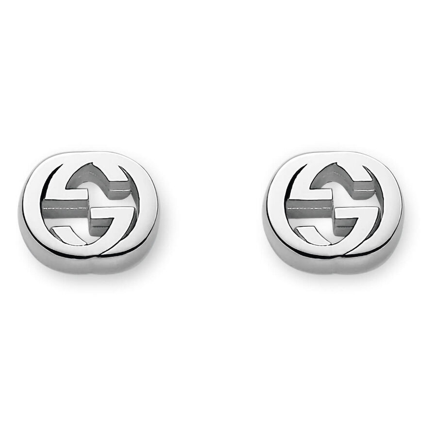 Gucci vathë me kunj Interlocking Rhodium argjend sterling