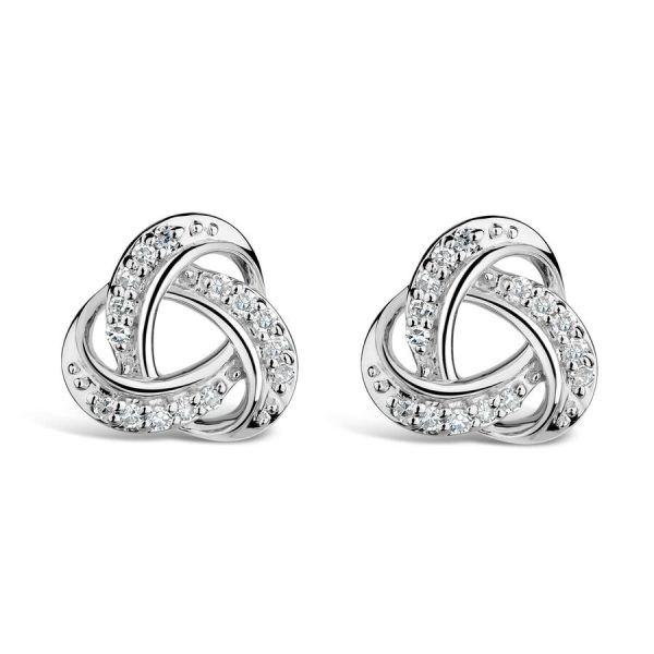 Vathë me kunj ar i bardhë 9k me 0.10ct diamant nyjë