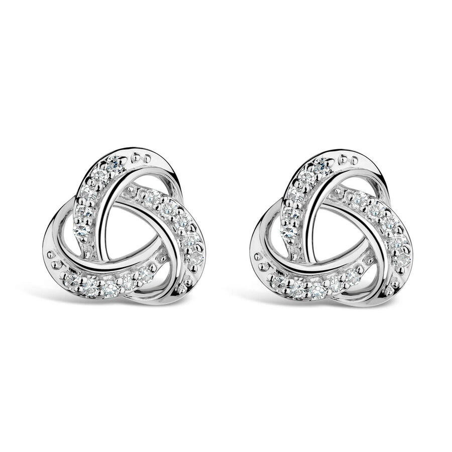 Vathë me kunj ar i bardhë 9k me 0.10ct diamant nyjë