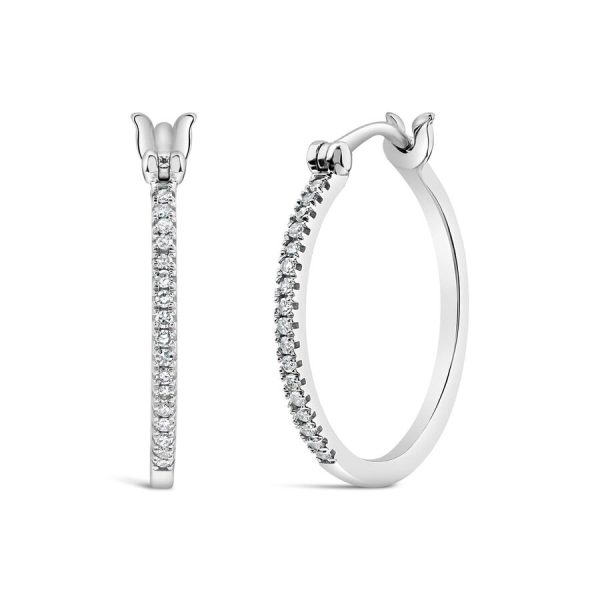 Vathë rrethore ar i bardhë 9k me 0.10ct diamant