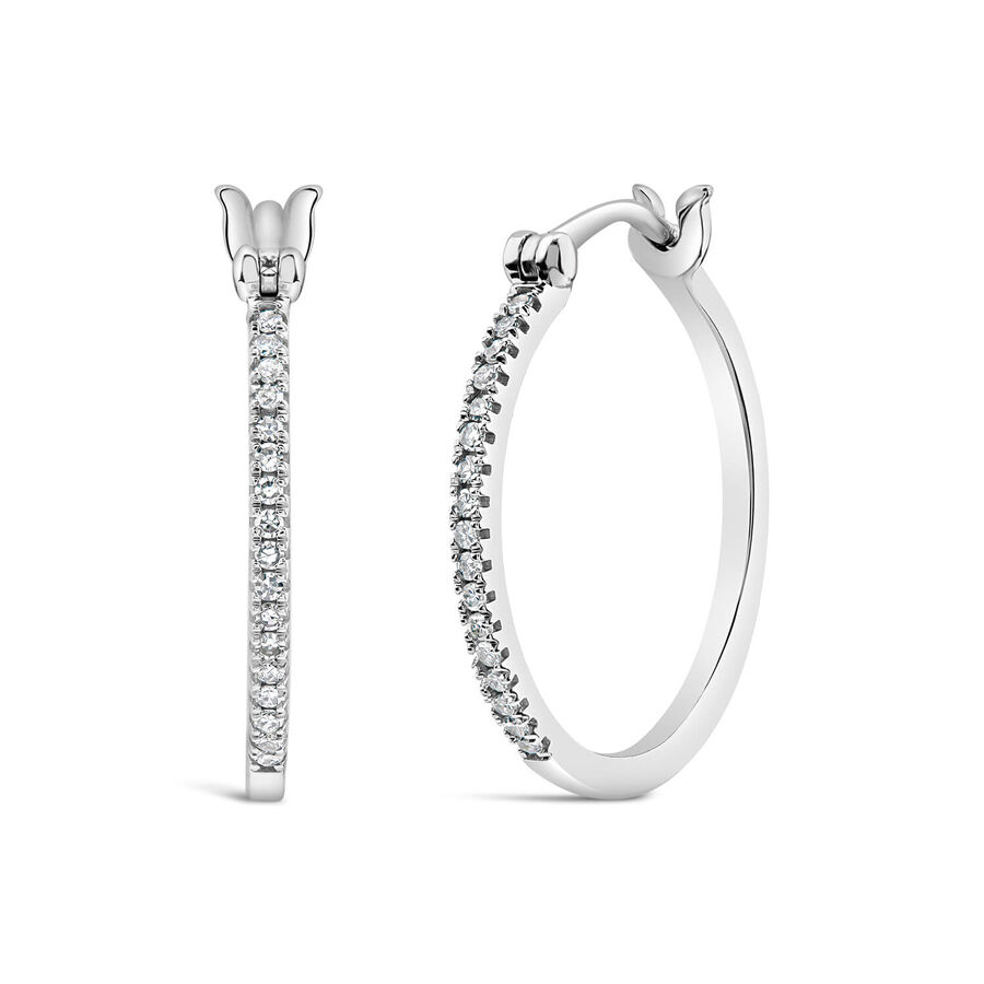 Vathë rrethore ar i bardhë 9k me 0.10ct diamant