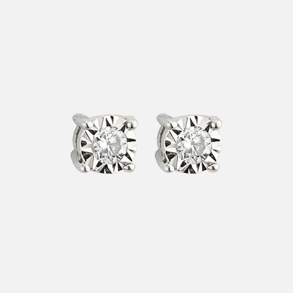 Vathë me kunj ar i bardhë 9k me 0.07ct diamant