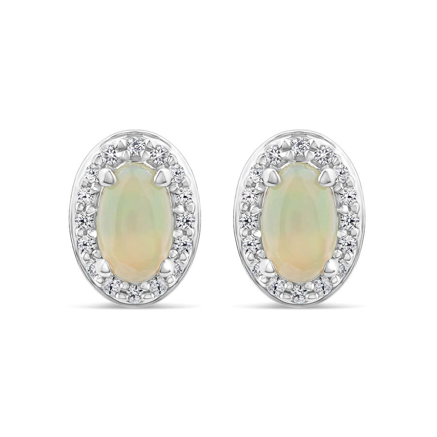 Vathë me kunj ar i bardhë 9k me 0.10ct diamant ovale halo