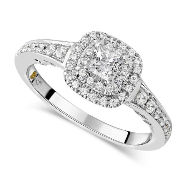 Northern Star unazë ar i bardhë 18k me 0.65ct diamant princess yll