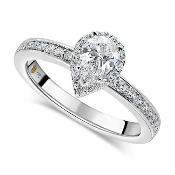 Northern Star unazë ar i bardhë 18k me 0.70ct diamant dardhë yll halo