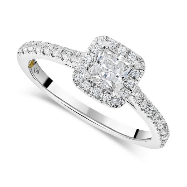 Northern Star unazë ar i bardhë 18k me 0.80ct diamant yll halo