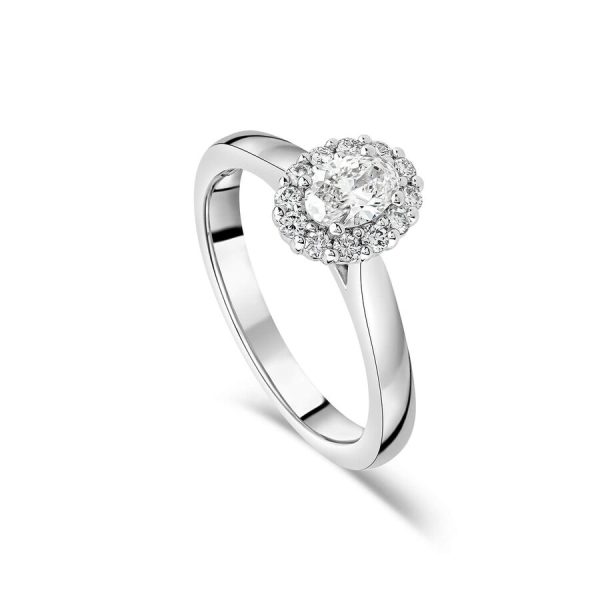 Northern Star unazë cluster ar i bardhë 18k me 0.60ct diamant yll halo