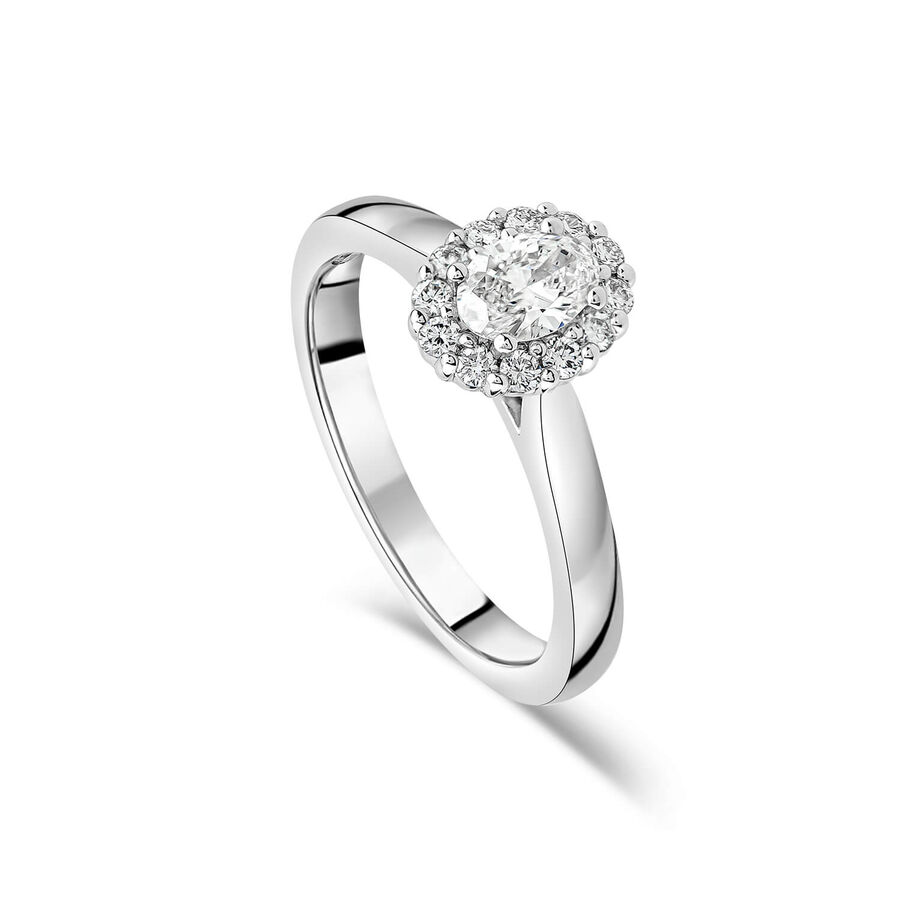 Northern Star unazë cluster ar i bardhë 18k me 0.60ct diamant yll halo