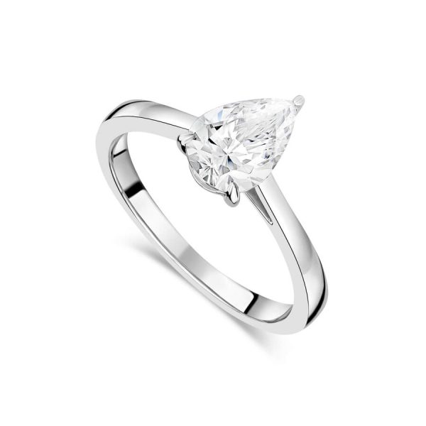 Unazë fejese ar i bardhë 18k me 1ct diamant i rritur në laborator dardhë