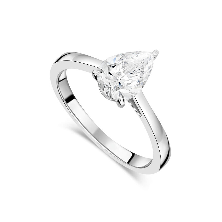 Unazë fejese ar i bardhë 18k me 1ct diamant i rritur në laborator dardhë