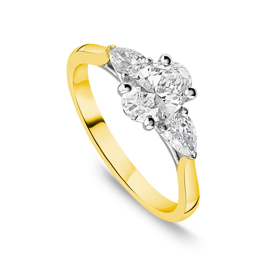 Born unazë ar i verdhë 18k me 1.40ct diamant i rritur në laborator ovale