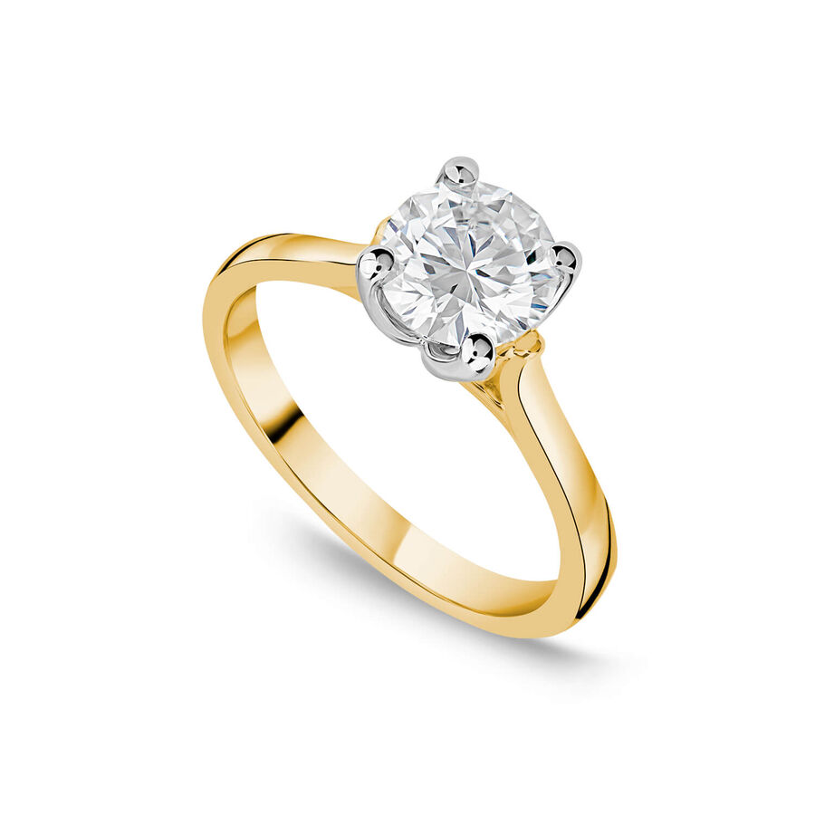 Born unazë ar i verdhë 18k me 1.50ct diamant i rritur në laborator solitaire