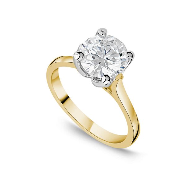Born unazë ar i verdhë 18k me 2.00ct diamant i rritur në laborator solitaire
