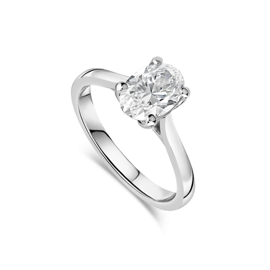 Born unazë platin me 1ct diamant i rritur në laborator ovale solitaire