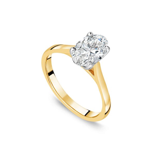 Born unazë ar i verdhë 18k me 1.20ct diamant i rritur në laborator ovale solitaire
