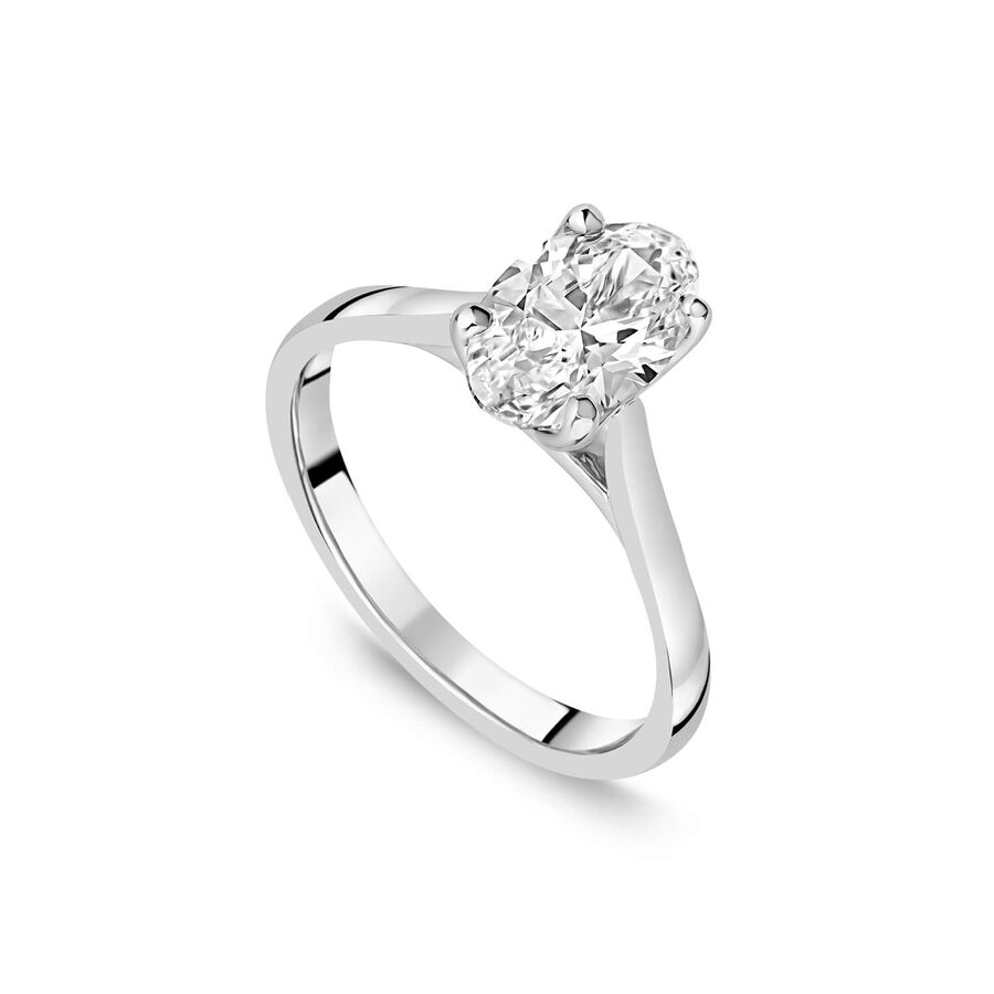 Born unazë platin me 1.50ct diamant i rritur në laborator ovale solitaire