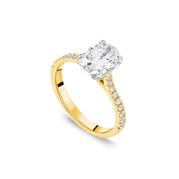 Born unazë ar i verdhë 18k me 1.20ct diamant i rritur në laborator ovale