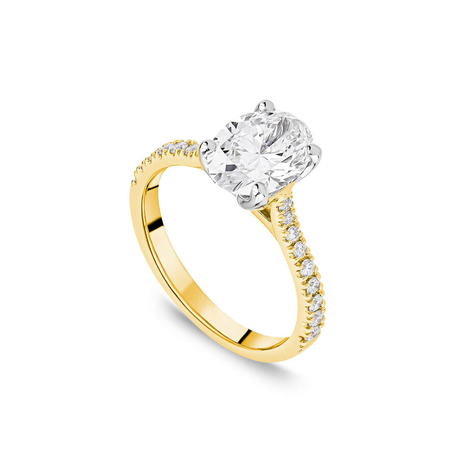 Born unazë ar i verdhë 18k me 1.70ct diamant i rritur në laborator ovale
