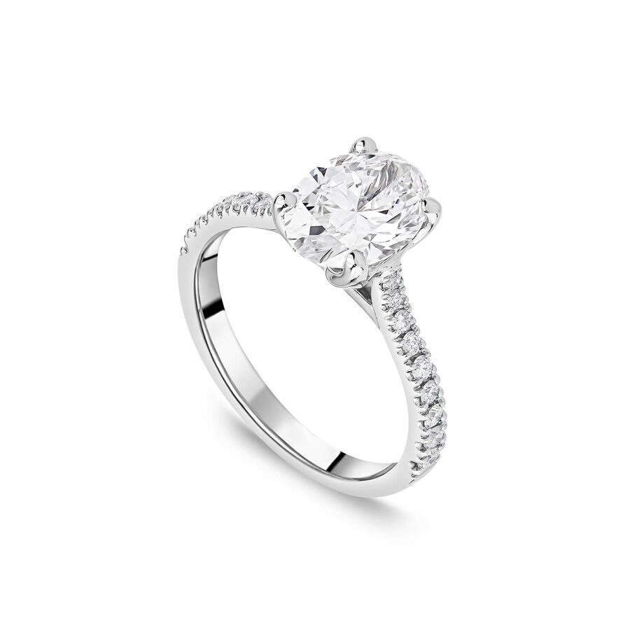 Born unazë platin me 1.70ct diamant i rritur në laborator ovale
