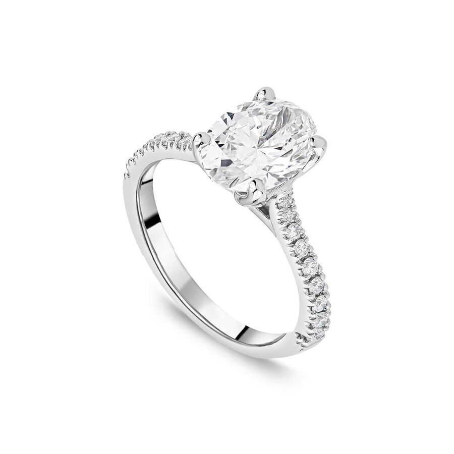 Born unazë platin me 2.20ct diamant i rritur në laborator ovale