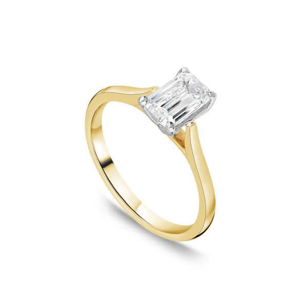Born unazë ar i verdhë 18k me 1ct diamant i rritur në laborator smerald