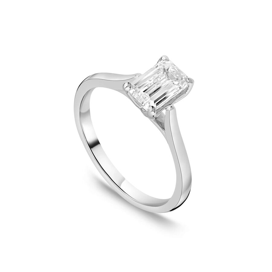 Born unazë platin me 1.20ct diamant i rritur në laborator smerald