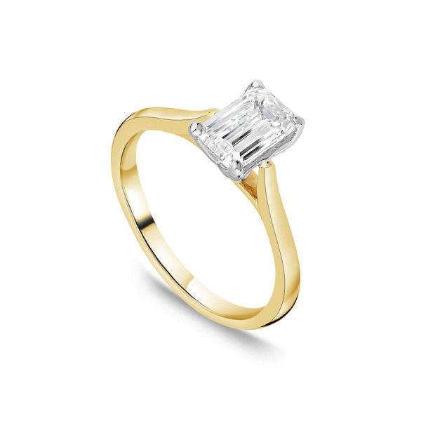 Born unazë ar i verdhë 18k me 1.50ct diamant i rritur në laborator smerald
