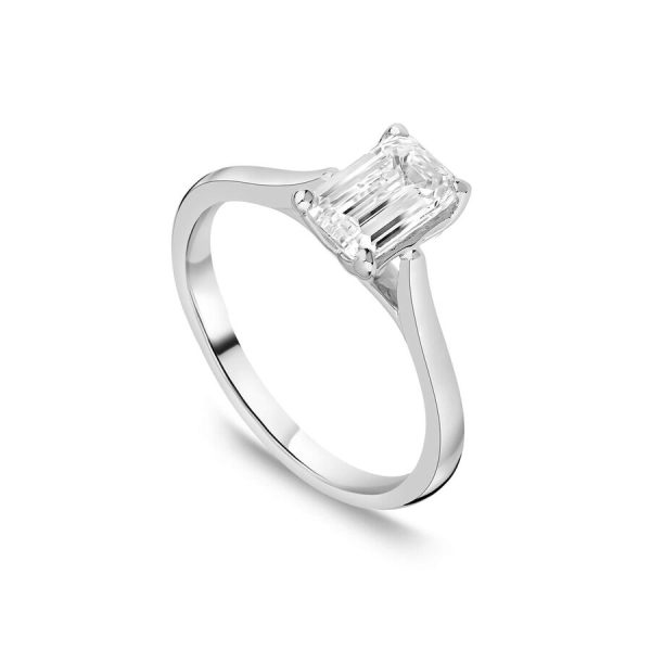 Born unazë platin me 1.50ct diamant i rritur në laborator smerald