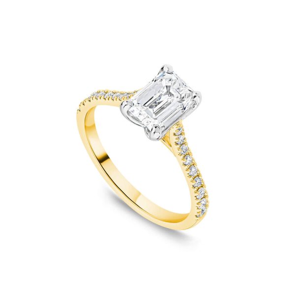 Born unazë ar i verdhë 18k me 1.70ct diamant i rritur në laborator smerald
