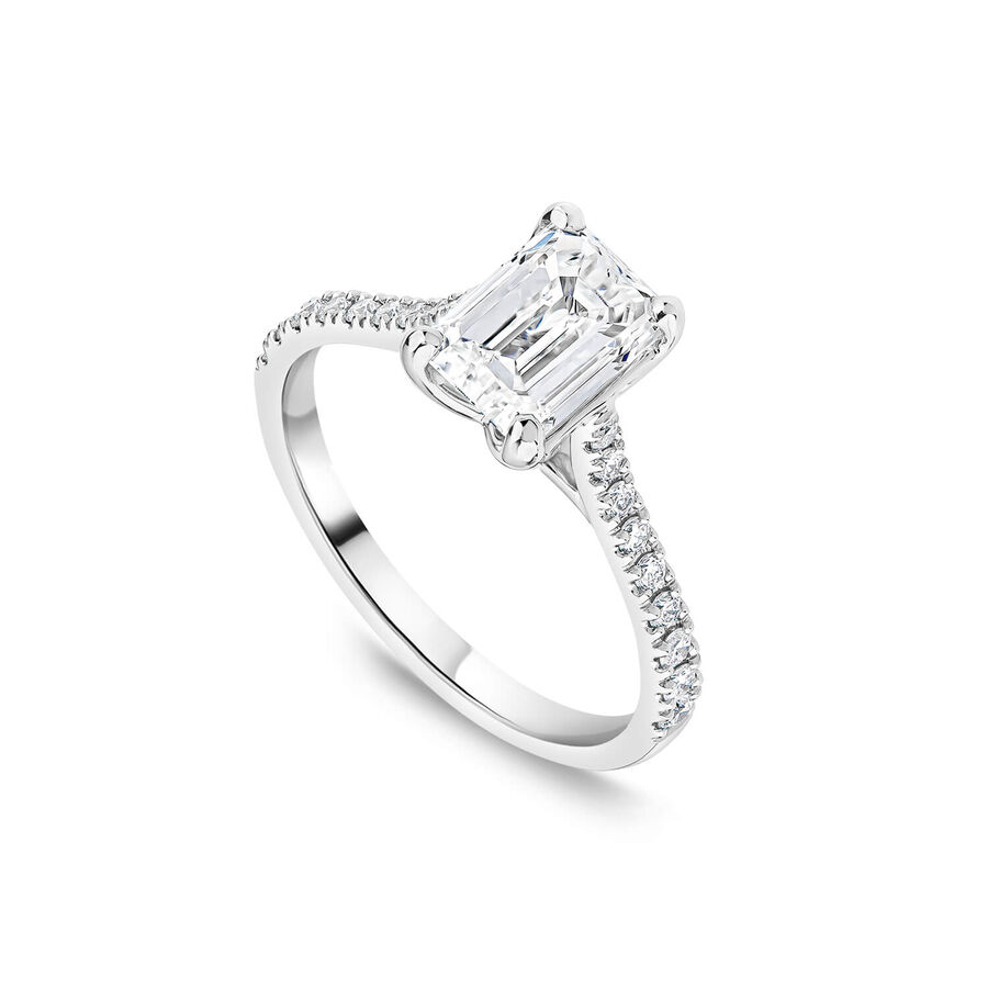 Born unazë platin me 1.90ct diamant i rritur në laborator smerald