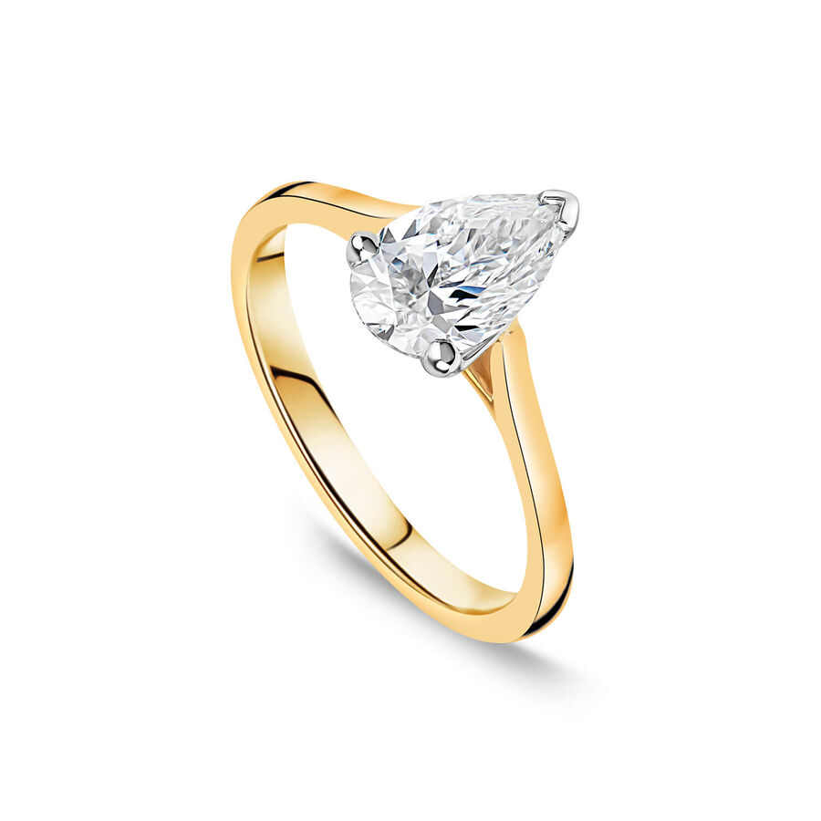Born unazë ar i verdhë 18k me 1ct diamant i rritur në laborator dardhë