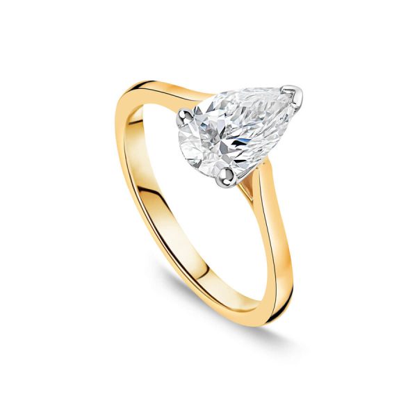 Born unazë ar i verdhë 18k me 1.50ct diamant i rritur në laborator dardhë