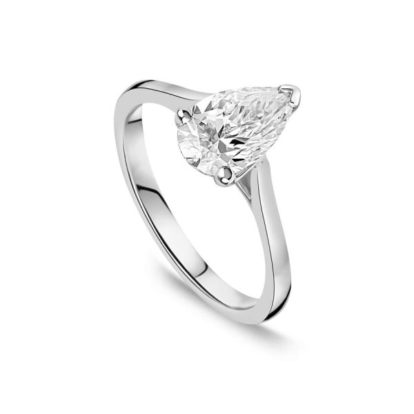 Born unazë platin me 1.50ct diamant i rritur në laborator dardhë
