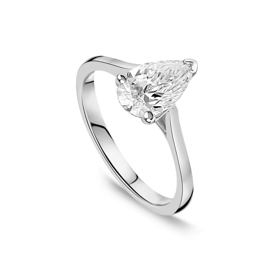 Born unazë platin me 2ct diamant i rritur në laborator dardhë