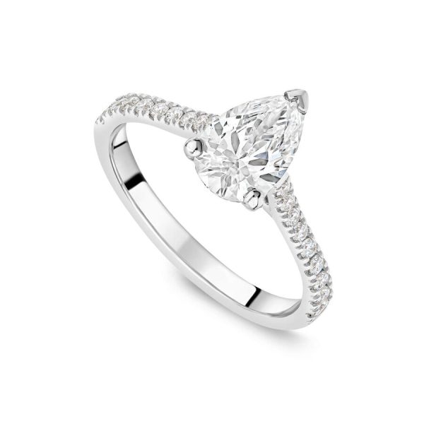 Born unazë platin me 1.20ct diamant i rritur në laborator dardhë solitaire