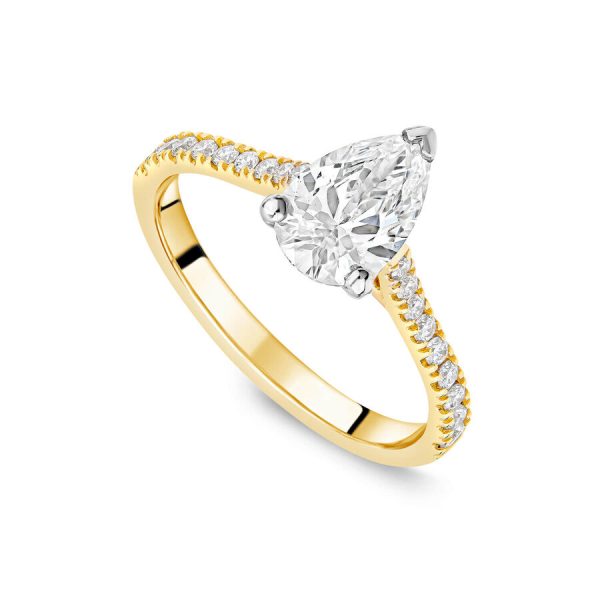 Born unazë ar i verdhë 18k me 1.20ct diamant i rritur në laborator dardhë