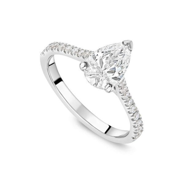 Born unazë platin me 1.40ct diamant i rritur në laborator dardhë solitaire