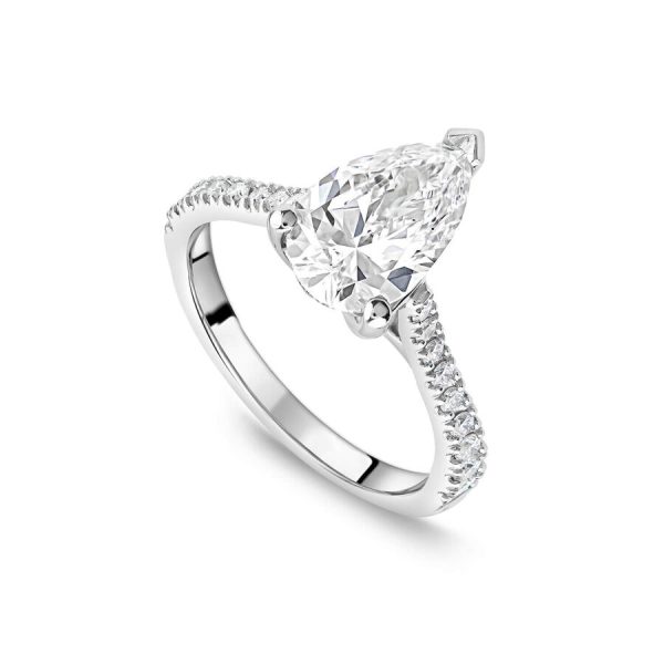 Born unazë platin me 2.20ct diamant i rritur në laborator dardhë solitaire