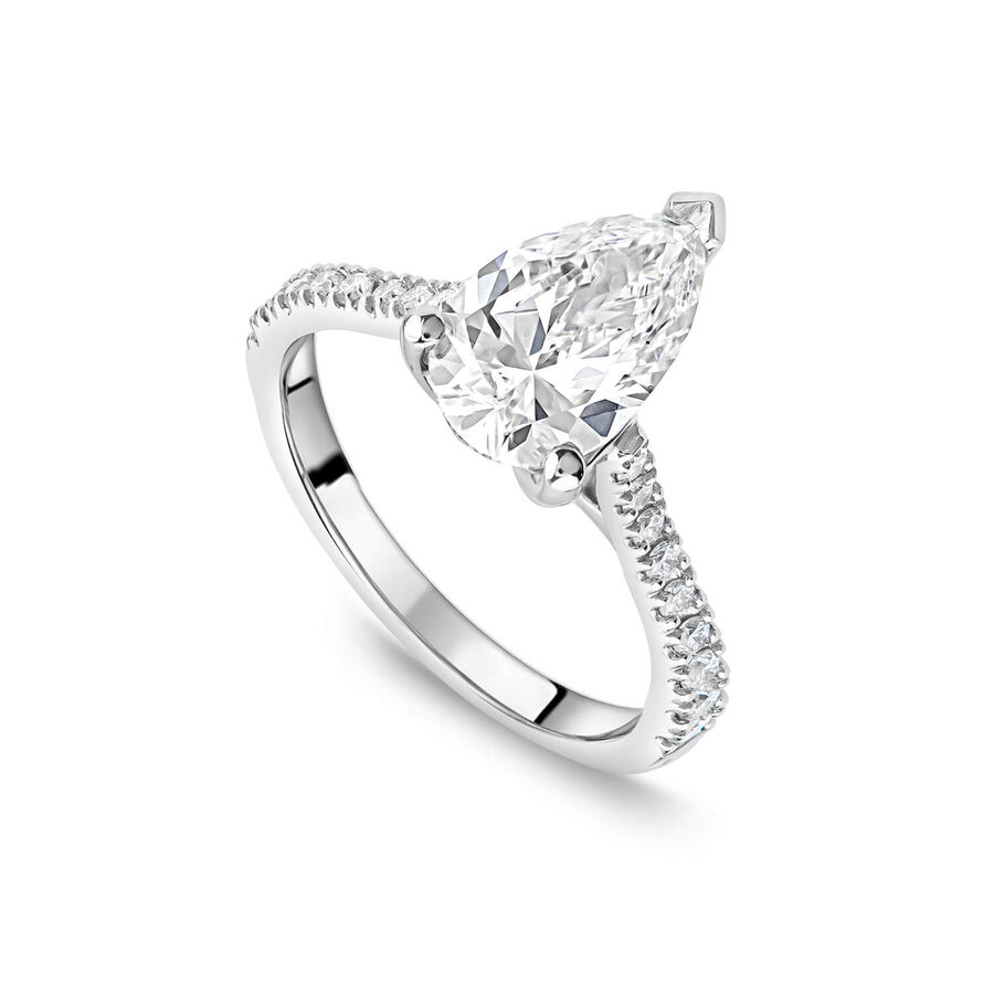 Born unazë platin me 2.20ct diamant i rritur në laborator dardhë solitaire