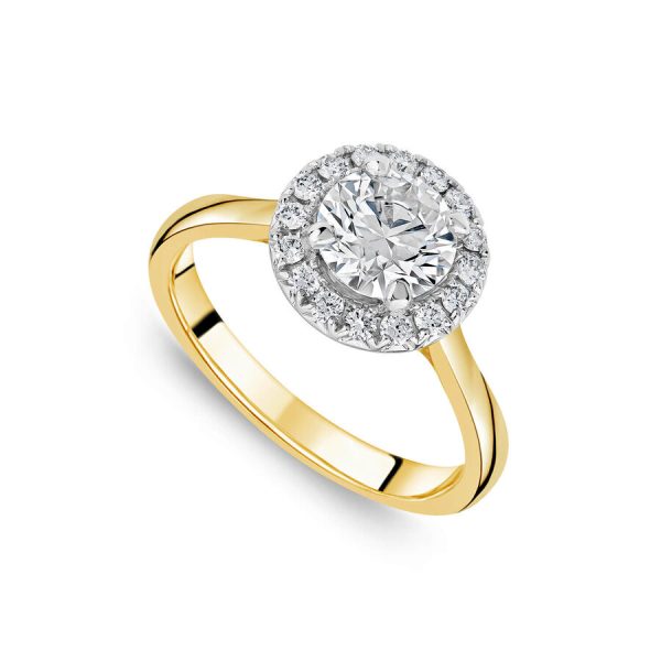 Born unazë ar i verdhë 18k me 1.20ct diamant i rritur në laborator halo