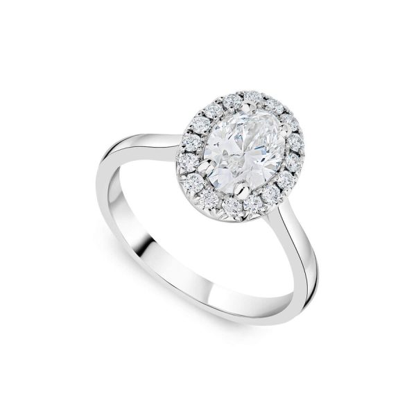 Born unazë halo platin me 1.20ct diamant i rritur në laborator ovale halo