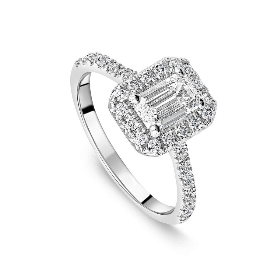 Born unazë platin me 1.40ct diamant i rritur në laborator smerald halo