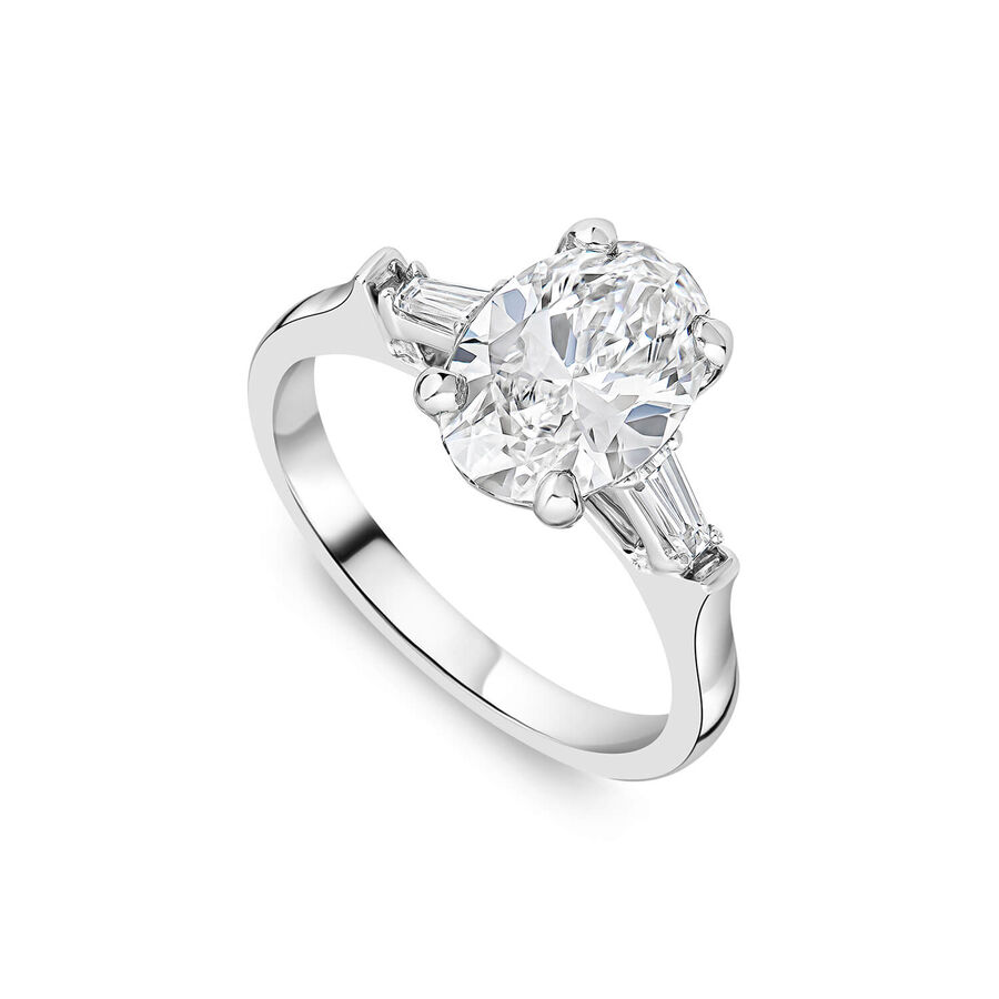 Born unazë platin me 1.98ct diamant i rritur në laborator ovale